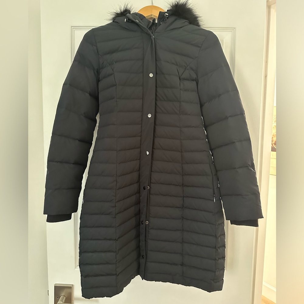 Zara Basic Outerwear Jacket with Fur hood, S
